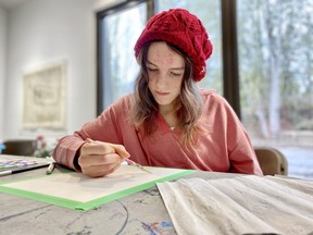 Amber Elzinga, 12, was sketching her cat Saturday morning during Gallery Stratford’s Saturday Morning Creators’ Art Hub.