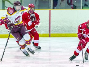 Great North Hockey League action from earlier this season between the Soo Jr. Greyhounds and Timmins Majors. BOB DAVIES