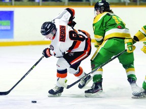 Alex Enegren, in action for the Kam River Fighting Walleye, is one of the Top 10 20-year-old stars of the Superior International Jr. Hockey League. LEITH DUNICK