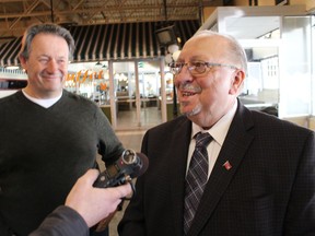 Sarnia-Lambton MPP Bob Bailey, right, is shown in this file photo.