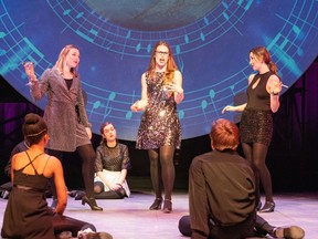 Stony Plain's Elizabeth Janzen (centre) performs at MacEwan University's Triffo Theatre in Edmonton during the school's production of "The World Goes 'Round." Photo provided by MacEwan University.