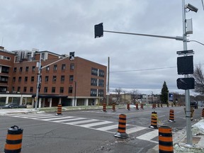 This crosswalk on West Street in Simcoe in front of Norfolk General Hospital is one of three new pedestrian crossovers Norfolk County has installed in Simcoe and Delhi in recent months. – Kim Novak