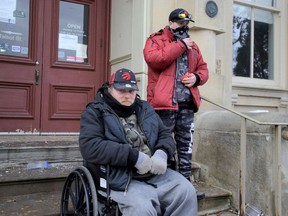 Jamie White, left, and James MacNeil White are among a growing homeless population in Norfolk. The two men drew on personal experience to describe life on the streets in Simcoe.
