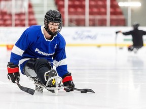 Tyler McGregor of Forest is the captain for Canada's para hockey team. He is working with Team Panasonic to promote cancer research and hockey accessibility. (Photo courtesy of Panasonic)