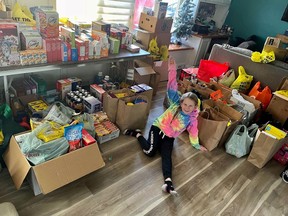 Ten-year-old St. Anne's Catholic School student Anna Bishop spearheaded an online campaign that raised over 1,700 items of food for the Inn of the Good Shepherd this Christmas.  Handout/Sarnia This Week