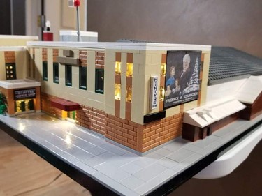 The McIntyre Community Building in Schumacher has been impeccably recreated in Lego by local carpenter Hunter Melanson. He estimates it is made up of 4,000 or so pieces, and said he is still uncertain of where the project will end up.

Supplied