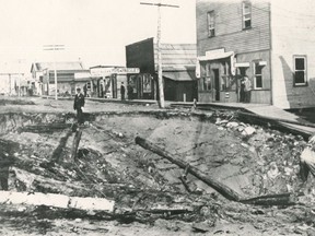 Whoopsy – a flood at the Schumacher Mine took out not only the mining operation, but quite a bit of downtown Schumacher back in September 1912. The Trader's Bank was lucky not to have collapsed along with the street.
Supplied/Timmins Museum