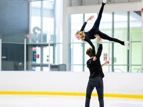As a junior pairs skater, Tillsonburg’s Summer Homick learned how to do lifts with skating partner Marty Haubrich. (Danielle Earl)
