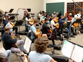 Glendale High School's Grade 10 guitar class plays for the music department's 2021 virtual concert. (Submitted)