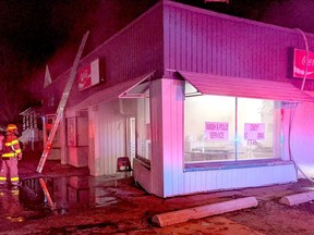 Fire crews from Stations No. 3 Wallaceburg and No. 2 Chatham quickly got a fire under control at Westown Laundromat in Wallaceburg on Nov. 30. Damage is estimated at $175,000 and the cause is deemed accidental. Handout