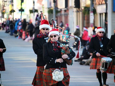 The Ingersoll Pipe Band was the first to perform Sunday during Woodstock's Santa Claus Parade.
BRUCE URQUHART/SENTINEL-REVIEW
