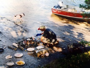 Jeff Gustafson practices cooking a shore lunch at his family cabin as a teenager. Supplied/The Livewell