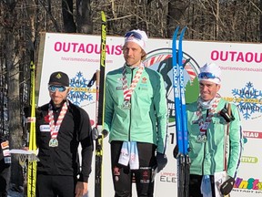 Oxenden's Julian Smith (centre) won a pair of gold medals this past weekend at Nakkertok's Eastern Canada Cup, in Cantley, Quebec. Photo submitted