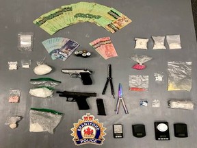 Brantford police showed a sample of items seized last fall after a Street Crime unit investigation, including guns, drugs and cash.