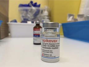 The Spikevax COVID-19 vaccine booster, formerly known as Moderna. On Thursday, Jan. 13, Alberta Health reported 1,614 active cases of COVID-19 in Strathcona County — 1,253 cases in Sherwood Park and 361 in the rural portion of the county. That's a development of almost 400 new active cases between Monday and Thursday this week. Lindsay Morey/News Staff