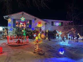 The winner of the Second Annual Light-Up Leduc contest is the house at 9 Mohawk Crescent. It beat out the three other finalists in the public vote, with 925 votes total cast for all four homes. (Courtesy of City of Leduc)