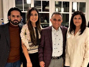 Aitken Chevrolet Buick GMC in Simcoe will be under new management by the end of the month. The Cripps family – long-time owners -- have sold the business to Ted Kohli, second from right, and his son Amit, at left, the owners of Robinson Buick GMC of Guelph. Here, Amit Kohli is with his wife Shefali while Ted Kohli is with his wife Neena. Other members of the Robinson partnership include Sam Hirani and dealership general manager Brad Schere.– Contributed photo