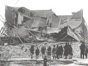 Wheatley’s IOOF Block was destroyed on the night of Jan. 15, 1936 by a natural gas explosion. (Jim Gilbert photo)