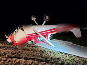 A pilot suffered minor injuries after landing his plane  in a farmer's field off Windham Road 13 in Norfolk County on Sunday afternoon. NORFOLK OPP/TWITTER