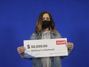 Brittany Smith of Bothwell won a $50,000 prize with Instant Gift Pack. A self-employed hair stylist, she said she plans to spoil her family with the money. (Handout/Postmedia Network)