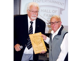 Fred Molson (right) of Petawawa was among the first class of individuals inducted into the Petawawa Sports and Entertainment Hall of Fame in 2018. Speaking on his behalf at the ceremony and presenting Molson with his plaque was Thain Paterson, a long-time member of the Petawawa Ski Club. Molson passed away peacefully on Jan. 8 at the age of 87.