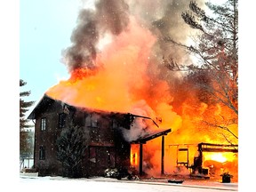 Fire destoyed a two-storey home on Hazley Bay Drive in Laurentian Valley Jan. 13, leaving a family of six homeless.
