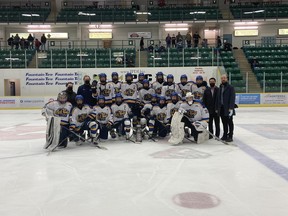 The LJAC U16 AAA team won the B championship at the 2021 Kodiaks Cup in Camrose, January 30, 2021. (Leduc Junior Athletic Association)