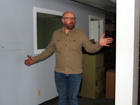 Bob Wilson, owner of Earl Wilson Electric, shows where an interior wall will be erected in The Nugget building. The building has been sold and will house his company with leaseable space for other businesses.
PJ Wilson/The Nugget