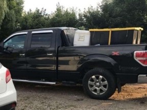 This black, 2013 Ford F150 pickup truck was stolen from a rural property on Perth Line 34 this week after the vehicle's keys were left inside.  (Submitted photo)