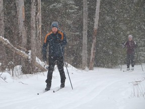 Jason and Tammy Bindseil of Kitchener ski at the Sauble Ski Trails north of Sauble Falls on Saturday, January 22, 2022.