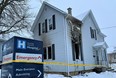 Norfolk OPP report a fatality in connection with a fire at this home in Simcoe early Sunday morning at the intersection of Queen Street South and Robinson Street. – Monte Sonnenberg