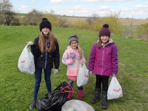 Abigail, Avery and Isabelle Hundey of Lucan were recently among those named to the Mayor's Honour Roll in Lucan Biddulph. Mayor Cathy Burghardt-Jesson described the girls as "nature's heroes," and said every spring, with their parents' supervision, the girls walk the banks of the stream near their home picking up garbage and debris that doesn't belong in the water.