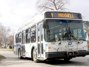 A Sarnia transit bus heads down Mitton Street. File photo/Postmedia Network