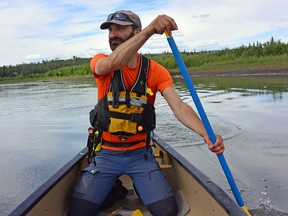 Alessandro Ielpi conducts field work for his study on meandering rivers.