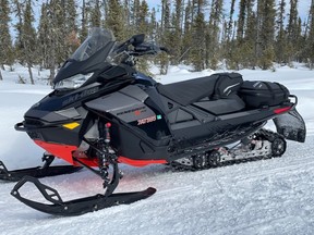 Stratford police are investigating the recent theft of a 2021 Skidoo Renegade snowmobile (pictured) from a secure property in Perth South. (Submitted photo)