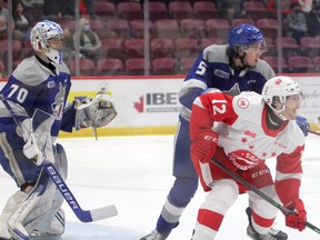 Soo Greyhounds forward Tye Kartye in OHL action against the Sudbury Wolves at GFL Memorial Gardens back in October.