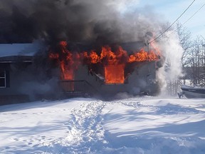 Flames engulfed Joseph and Clara Kokokopenace's house.