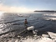 South Bruce Peninsula resident Joan Barton cold water swimming north of Wiarton. SUPPLIED
