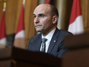 Minister of Health Jean-Yves Duclos participates in a news conference on the COVID-19 pandemic and the omicron variant, in Ottawa, on Friday, Jan. 7, 2022.