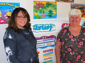 Mrs. Cathy Deans (left) is the teacher assistant and Mrs. Janice Morris is the teacher at the Devon Preschool Experience Program. (Devon Preschool Experience Program Executive)