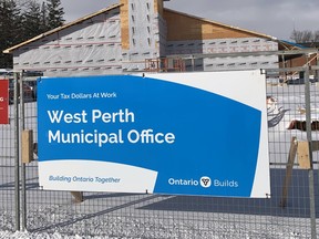 Work is progressing on budget and on time for the West Perth administration building on Wellington Street in Mitchell, council was told during their Jan. 10 meeting. The building is located next to the new West Perth fire station and should be opened by mid-summer. ANDY BADER/MITCHELL ADVOCATE