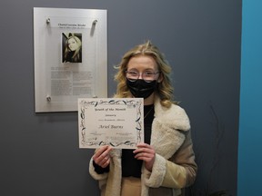 Ariel Burns was named Youth of the Month for January by the Chantal Bérubé Memorial Fund and the Centre Chantal Bérubé Community Youth Centre. (Ted Murphy)