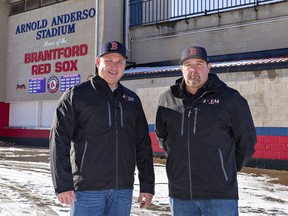 John Fortier (left) and Ken Lupton will share general manager responsibilities of the Brantford Junior Red Sox baseball team.