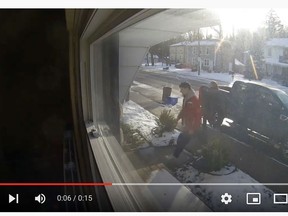 Brant OPP on Thursday released a video from a home security camera that captured the theft of  package from the front porch of a home on Dumfries Street in Paris.