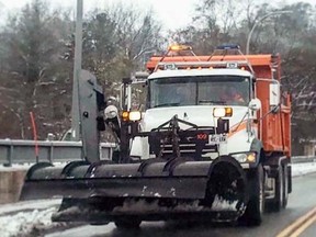 Motorists are reminded to stay a safe distance back from snowplows when you see blue flashing lights. Submitted