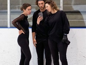 Brantford's Alison Purkiss (right) works with pairs skating team Evelyn Walsh and Trennt Michaud. Purkiss, a coach with the Brant Skating Club, will be going to the 2022 Winter Olympics in Beijing. Instagram - @trenntmichaud
