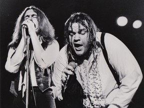 Rory Dodd (left) sings alongside Meat Loaf during a 1978 concert at Nassau Coliseum in Long Island, NY. PHOTO BY CARL KRAVATS / RORY DODD COLLECTION