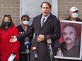 Simcoe lawyer Michael Smitiuch, shown at a news conference in November, has filed a $23-million lawsuit against Toronto police on behalf of the family of gunsmith Rodger Kotanko who was shot and killed during a search at the man's home.