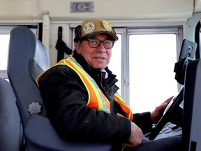 School bus driver John Roke prepares to continue his afternoon run in Brockville's north end on Monday. (RONALD ZAJAC/The Recorder and Times)