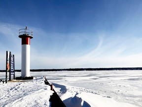 Bone-chilling wind blows snow over the ice on the St. Lawrence River at Blockhouse Island on Saturday, Jan. 29. (RONALD ZAJAC/The Recorder and Times)